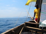 Skipper im Boot nach Mozambique